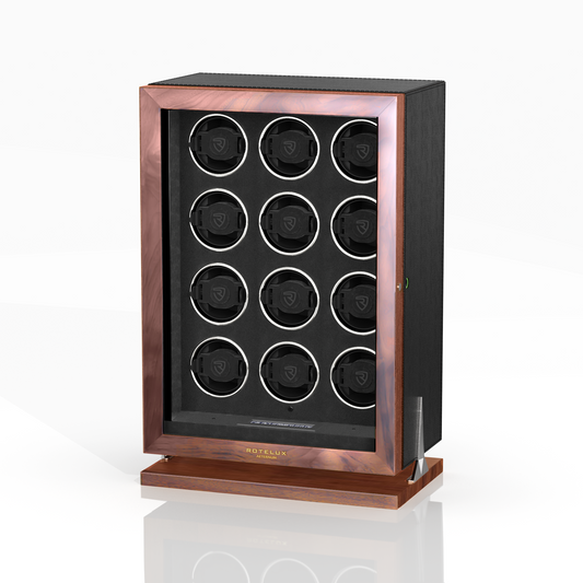 Rotelux Eiffrelia 12-slot watch winder, left perspective
