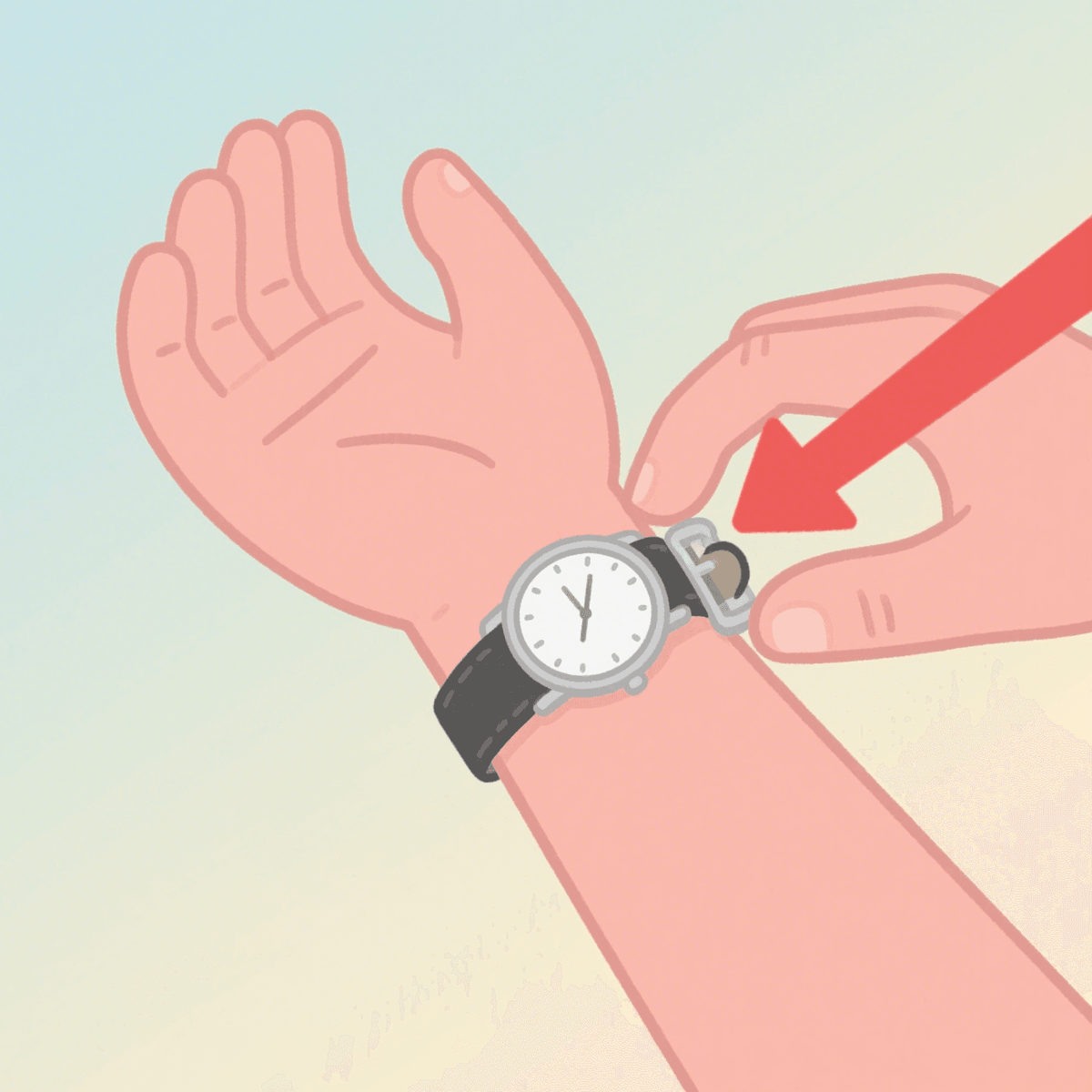 2. Enlevez la montre avant de s'enrouler
