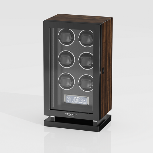 Rotelux Lignarose 6-slot watch winder, left perspective