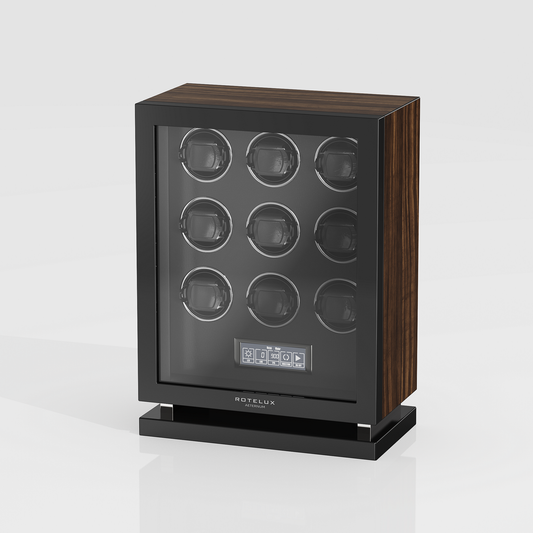 Rotelux Lignarose 9-slot watch winder, left perspective